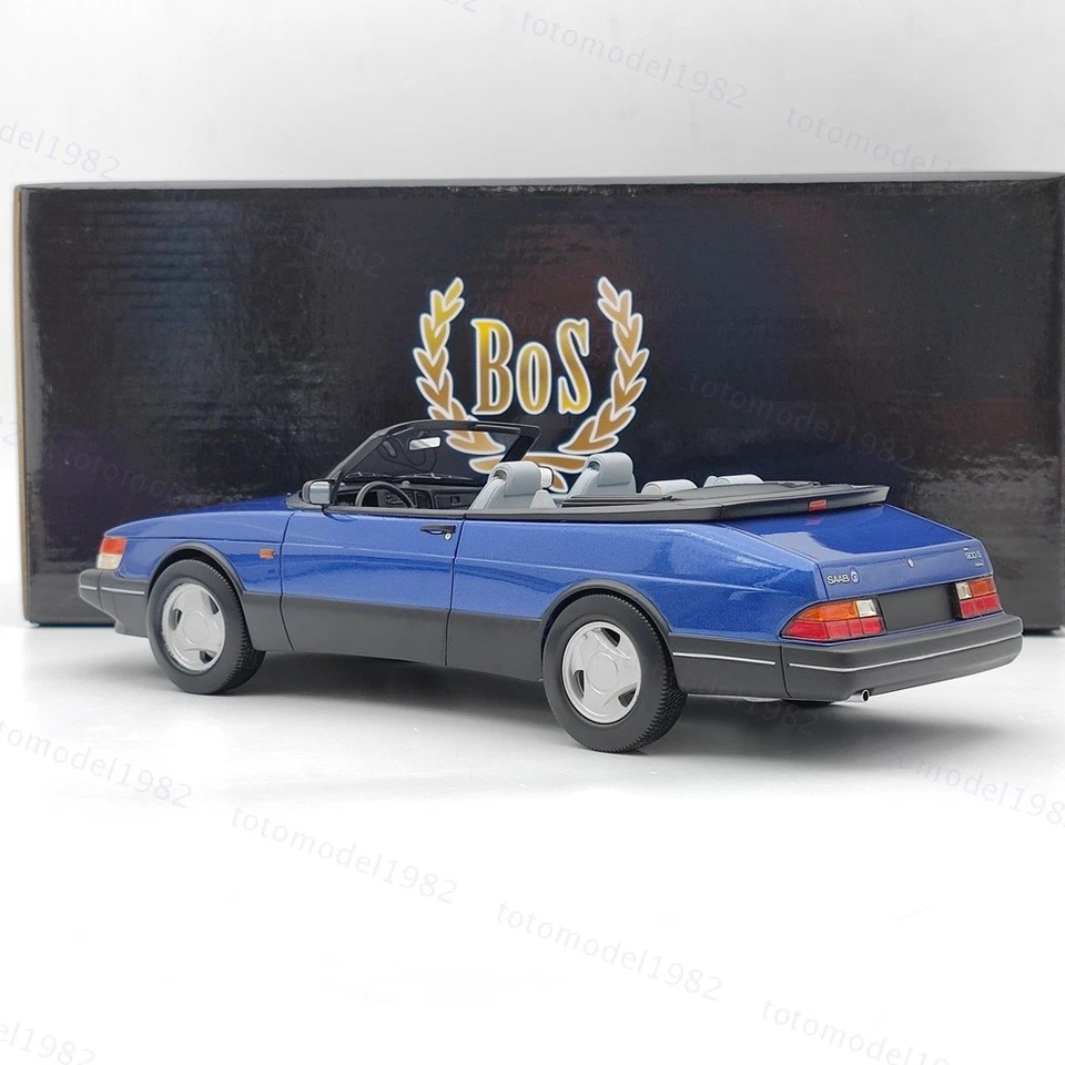 1/18 BOS Saab 900 Cabrio 1987 Azul BOS165 Resina Modelo Coche Colección Limitada Foto 3 de 4
