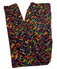 LuLaRoe Leggings OS One Size BLACK Fun RAINBOW Colorful PRIDE Graffiti Stripe