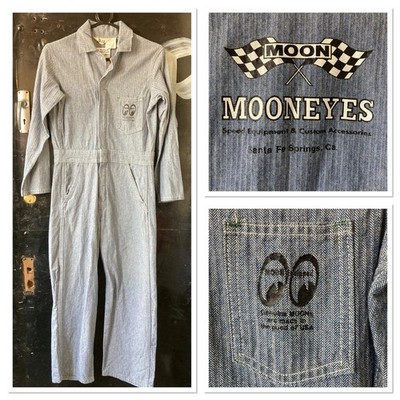 VTG 70er NOS USA MOONEYES KEY HERRINGBONE OVERALLS BOILER MOON HOT ROD SPEED SHOP