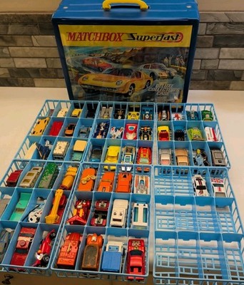 Vintage Matchbox Superfast Deluxe Collector Case Lot 62 Cars Lesney Diecast