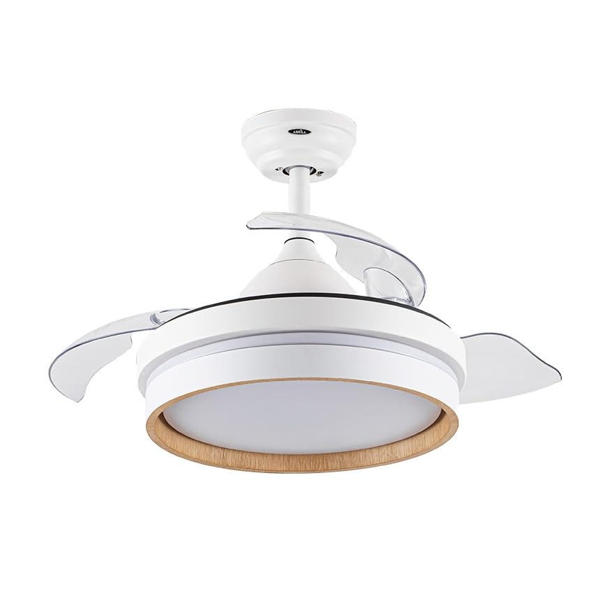 Eden pulse Ventilatore bianco/faggio a tre pale a discesa 109D, 3 (P1q)