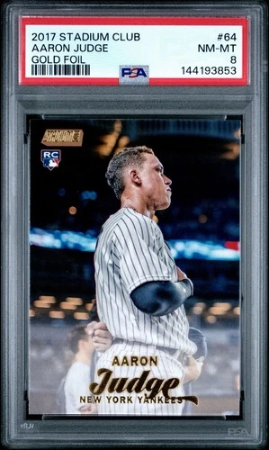 AARON JUDGE 2017 STADIUM CLUB 64 GOLD FOIL 📈 ROOKIE CARD PARALLEL 🔥 PSA 8