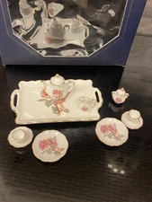 Reutter Porcelain Tea Setting Dollhouse Miniature Orig Box Roses