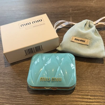 New Blue Miu Miu Makeup Mirror Double Sided Portable Makeup Gift - Imagen 1 de 3