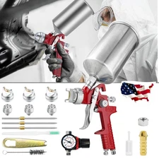 HVLP Air Paint Spray Gun Kits 1.4/1.7/2.0MM Gravity Feed Car Auto Primer Nozzles