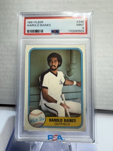 1981 Fleer #346 HAROLD BAINES (RC-HOF) PSA 9 MINT Chicago WHITE SOX