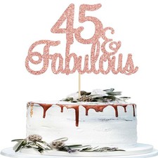 Gyufise 1Pcs 45  Fabulous Cake Toppers Rose Gold 45 and Fabulous Cake Topper...
