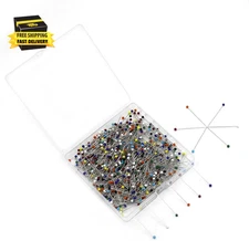 600PCS Sewing Pins,1.5Inch Glass Head Straight Pins for Fabric, Stainless Steel 