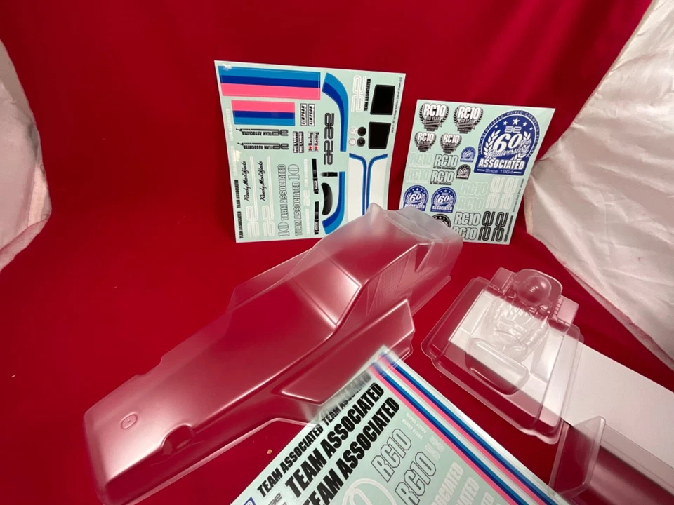 Team Associated RC10 GREEN EDITION clear BODY + WING DECALS window mask 60TH - Image 3 of 4