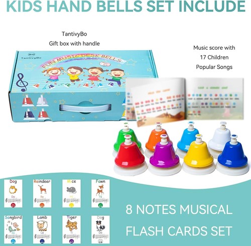 Colorful 8 Hand Bells for Kids – Musical Learning Toy with Hearing Protection - Picture 4 of 9