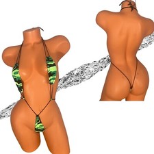 Neon green camouflage micro slingshot bikini exotic dance wear size XS-XL