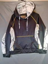 Trail Crest Hoodie Mens Medium M Black White Camouflage Hunting Tactical Euc