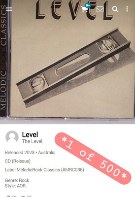 Level ~ The Level +1 *Limited To 500* CD 2023 Hi-Tech AOR Melodic Rock