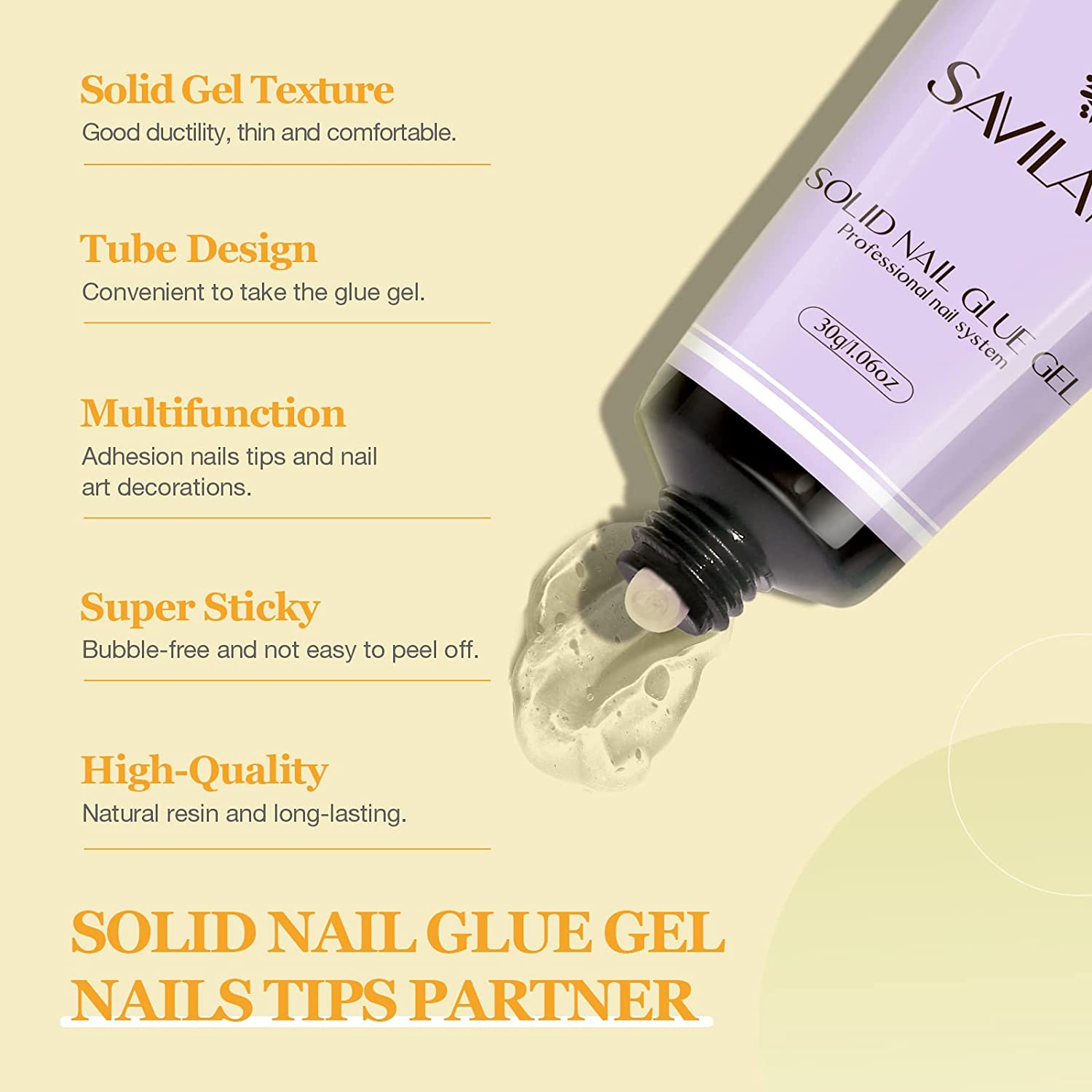 Saviland Nail Tips and Glue Gel Kit 30G Solid Glue Gel & 6In1 Nail