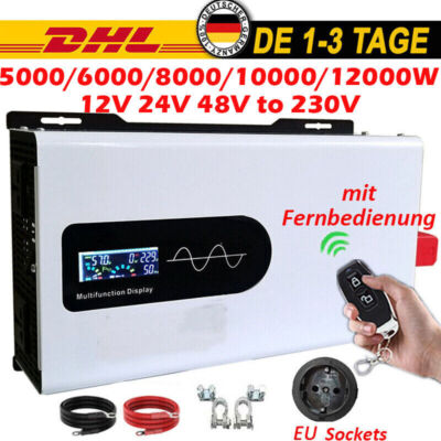 8000W 12000W Max 12V 24V 48V - 230V Reiner Sinus Spannungswandler Wechselrichter