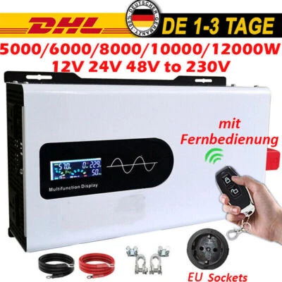 MARKENLOS 8000W 12000W Max 12V 24V 48V - 230V Reiner Sinus Spannungswandler Wechselrichter