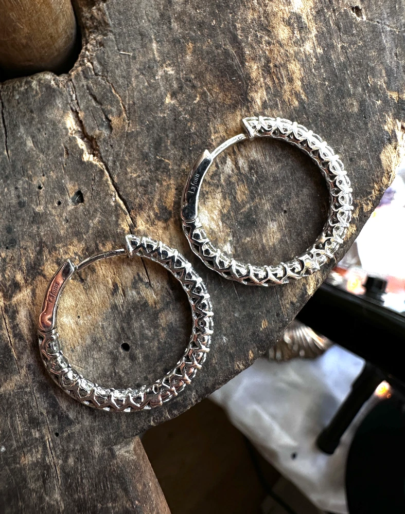 Estate Lafonn Open Hinged Inside Out CZ Hoop Earrings 25mm 2.32