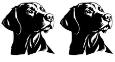Labrador Retriever Lab Two 5" Black Vinyl Decals Car Windows Laptop Tablet