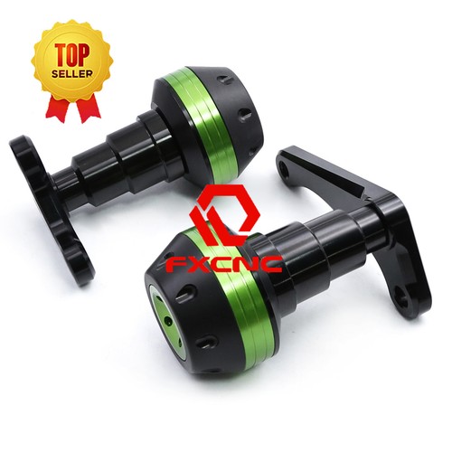 FXCNC CNC Motorcycle Frame Sliders Crash Protector Pads For ZX14R 2006-11 Green - Bild 5 von 11