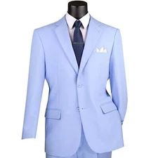 BIG & TALL Men's Light Blue 2-Button Classic-Fit Poplin Polyester Suit NWT