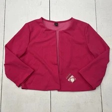 SHEIN Hot Pink Open Front Long Sleeve Cropped Blazer Jacket Women’s Size Medium