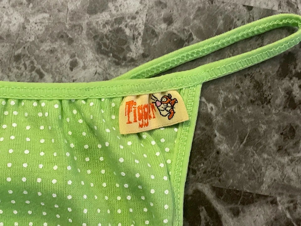 DISNEY WINNIE THE POOH VERDE LUNARES TIGGER ALGODÓN VINTAGE RARO TANGA BRAGAS Foto 2 de 4