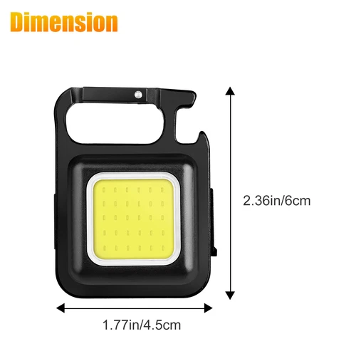 2x 800LM Mini COB Linterna LED Luz de Trabajo USB Recargable Antorcha Llavero Lámpara - Imagen 4 de 11