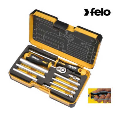 Felo - R-GO M-Tec - Werkzeugsatz 1/4 mit ERGONIC Ratsche 10-tlg. SW/MS''