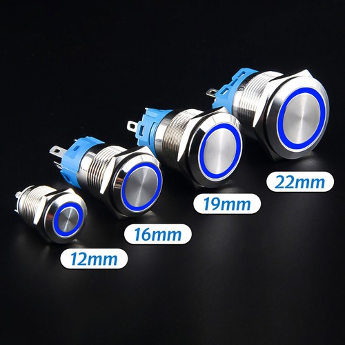 Ø 22mm Metall Druckschalter Drucktaster KFZ LED Beleuchtet 5V 12V 220V / 5A IP66 - Bild 18 von 34