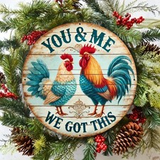 2D Flat, Vintage Rustic Metal Wall Art Sign - Tin Metal Signs 8x8 Inch Circular