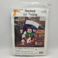 Storybook Felt Christmas Stocking Hobby Kraft Kit #9207 Winter Snowman NIP