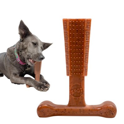 SPOT BamBones TBone Durable Dog Chew Toy, BambooNylon, Beef Flavor, 6in