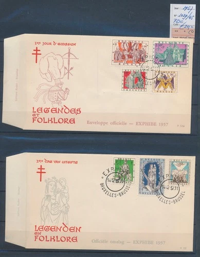 XE58674 Belgium 1957 legends folklore FDC's used cv 30 EUR