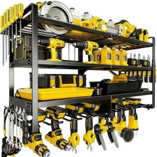 Heavy Duty 4-Tier Wall Mount Tool Rack, 8-Drill Holder & Charging Station, 40...