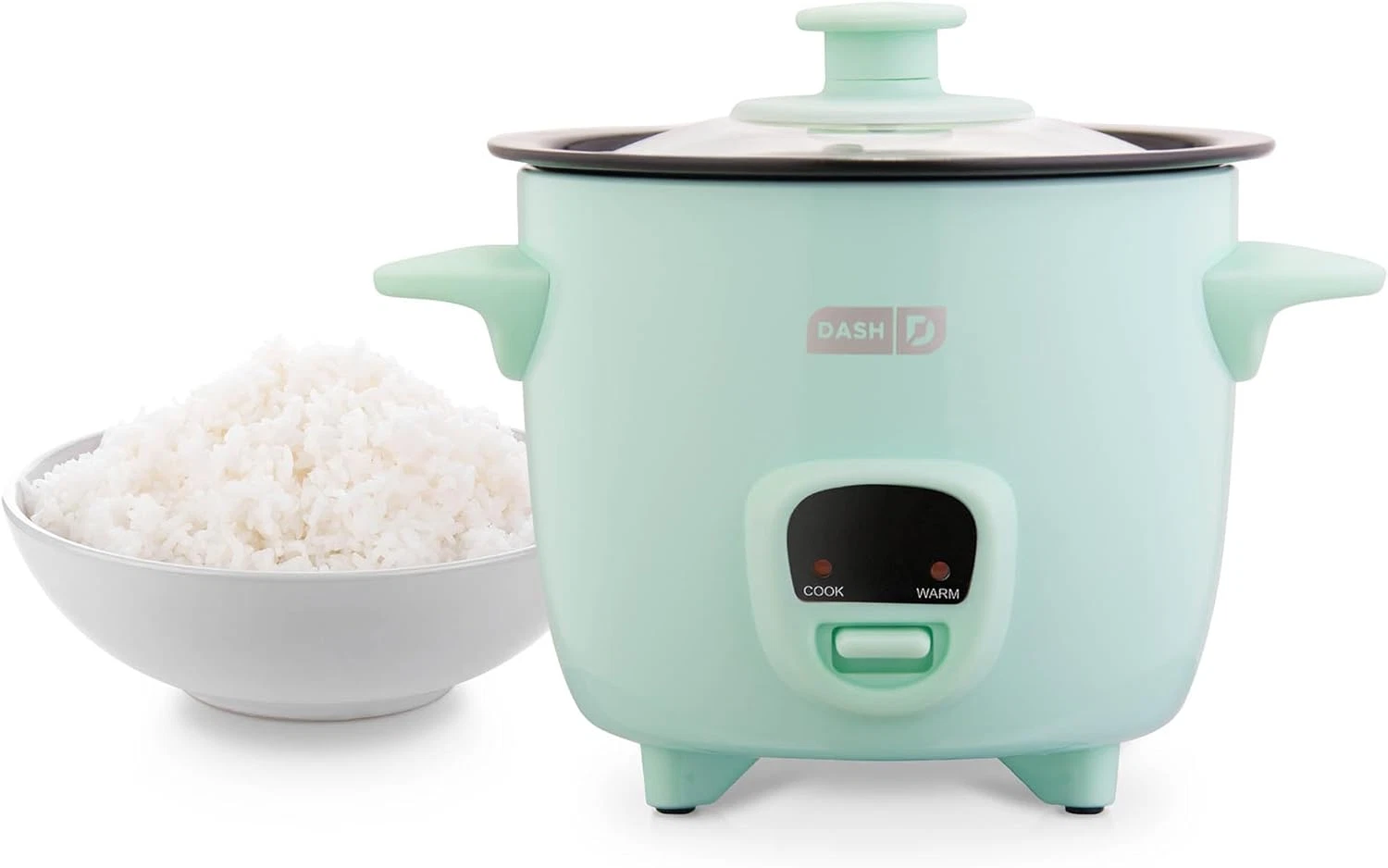 Mini Rice Cooker .5Qt Steamer Nonstick Pot Keep Warm Function Aqua