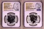 2023-S Morgan & Peace Dollar 2-Coin Set NGC REV PF70 First Day of Issue **RARE**