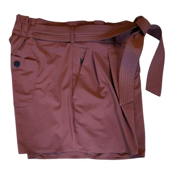 Bolsa de papel informal Athleta SKYLINE SHORT II cintura alta para mujer talla 6 marrón coñac Foto 4 de 4