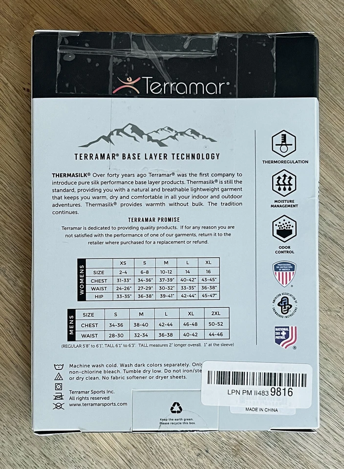 Pantalón Capa Base Ligero Terramar Thermasilk 100% Seda Para Hombre 2XL 40/32 Foto 2 de 3