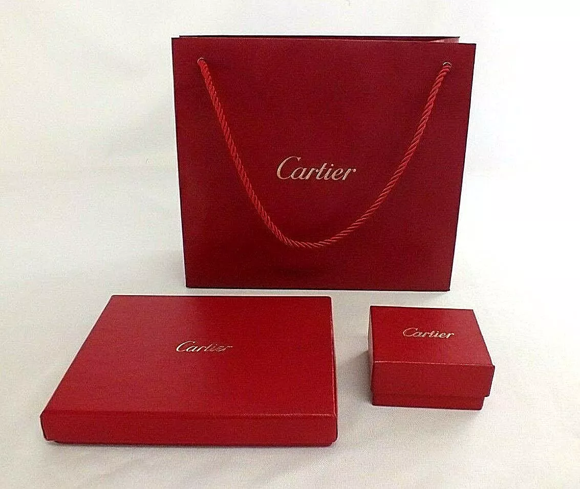 NEW Authentic Cartier Small Shopping Gift Paper Bag Gold Logo 8”X7”