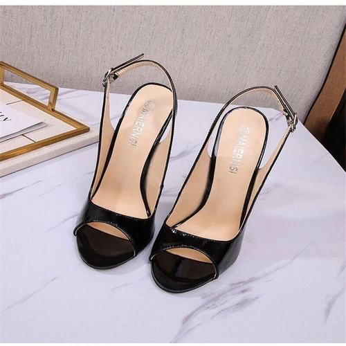 Women 16Cm Super High Heel Sexy Open Toe Stiletto Slingback Shoes Sandals Club - Picture 20 of 25