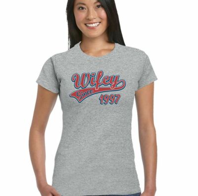 Wifey Since 1997 T-Shirt Damen Lustiges Hochzeitstag Frau Valentinstag