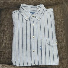 Vintage Levi's Blue Tag Striped Button Down Shirt Men Size Large EUC