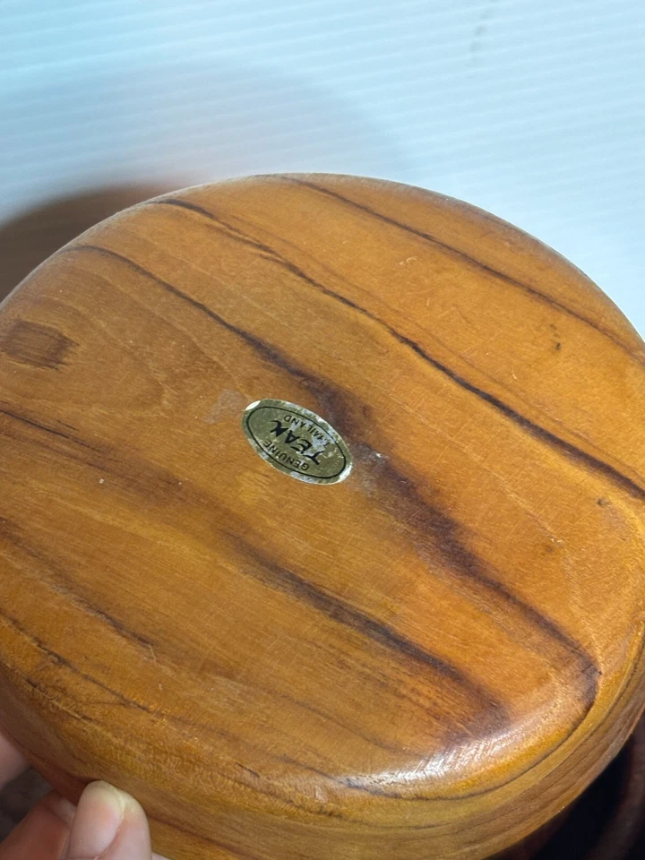 Vintage 1970s MCM Winsome Hand Turned Teak Wood Salad Serving Bowl 5-Piece Set - Image 2 of 4