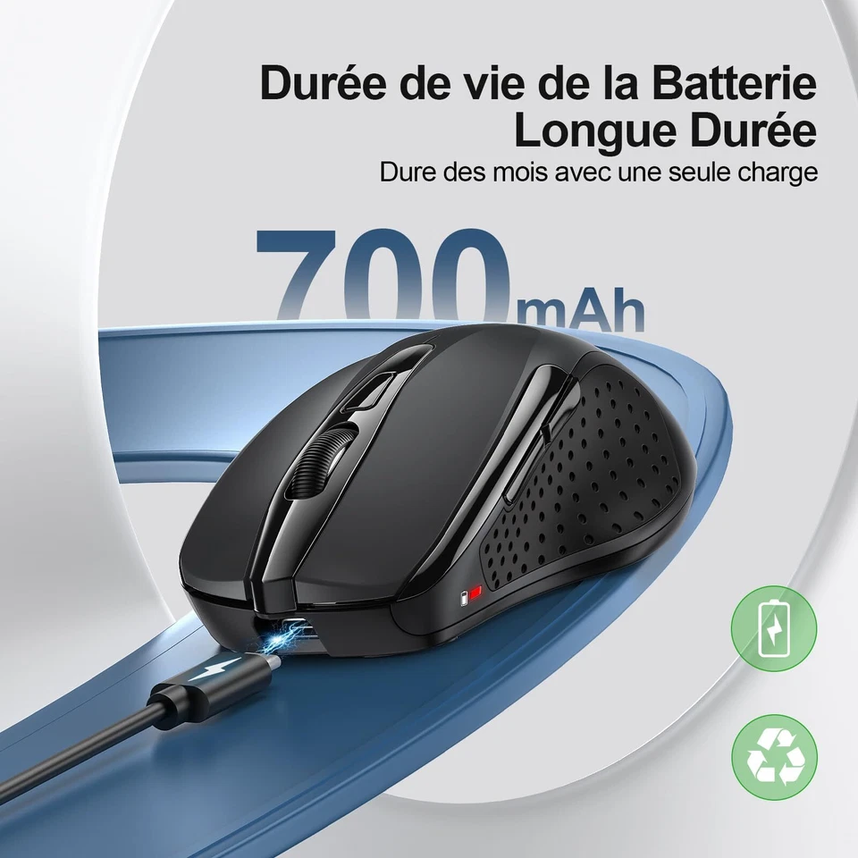 Souris sans Fil Rechargeable Souris Silencieuse Jusqu'à 90% de Réduction du B... - Photo 2/4