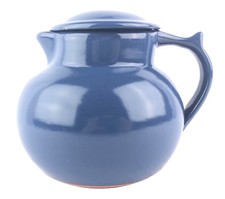 Cupper Coffee Carafe Christian Ridge Pottery Medium Blue Pot w/ Lid Pitcher