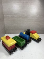 Vintage Wood Train And Train Cars Children  s Toys Lot 4 Pieces
