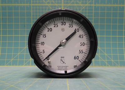 Ashcroft 4.5'' Maxi-Safe Pressure Gauge 0-60 PSI 1/4'' NPT Back Connect 451279AS