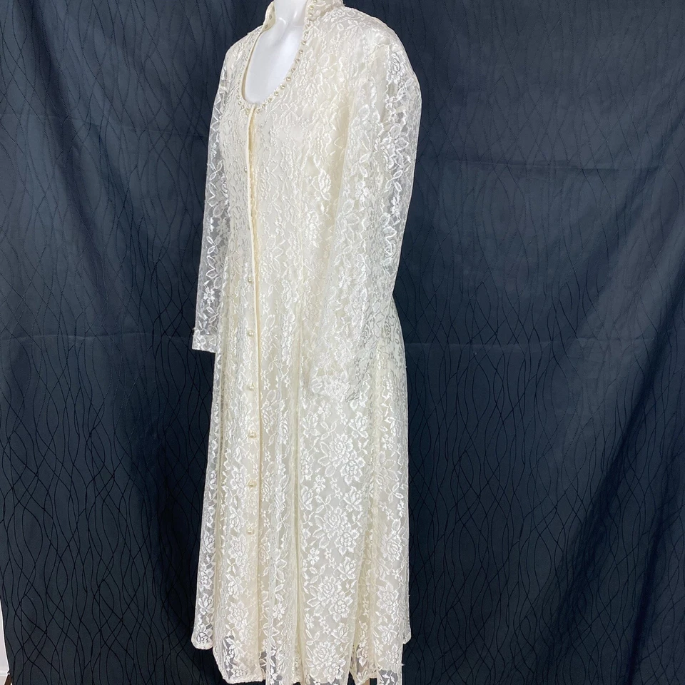 New Froniter Summer lace Dress Ivory Lace Pearl A Line Size 11 USA - Image 3 of 4