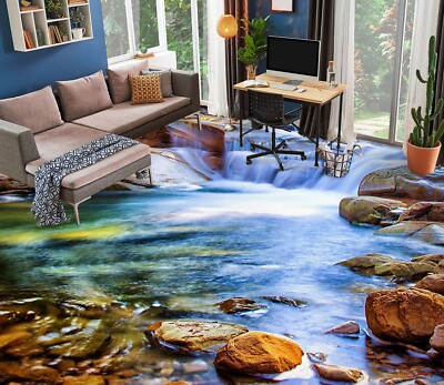 3D River Stones SKE2054 Floor WallPaper Print Decal Epoxy Floor Deco Kay