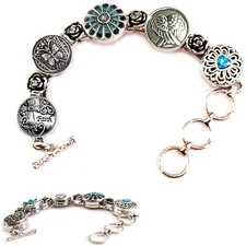 USA | artisan-made 5-Ginger 18mm snap buttons toggle bracelet 9" | *MERZIEs*